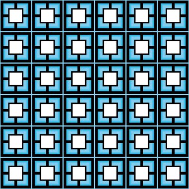 Geometrik desensiz, kareli siyah ve mavi kafes.