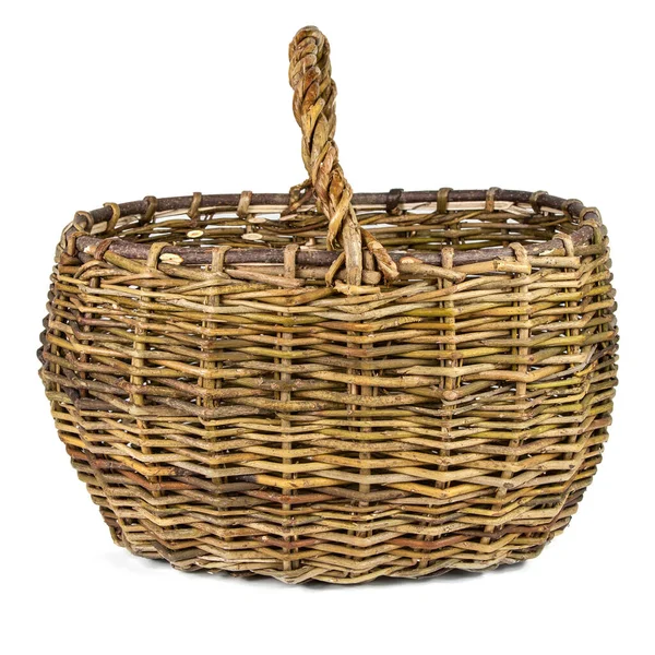 Empty wicker basket isolated on white background — Stock Photo, Image