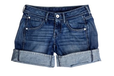 Denim şortları beyaz arkaplanda izole edildi