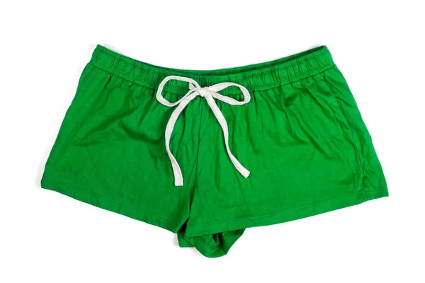 Green cotton shorts isolated on white background — Stock Photo, Image