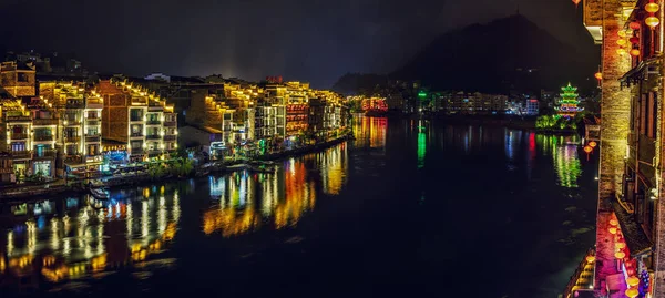 Nachtansicht Von Zhenyuan Guizhou China — Stockfoto