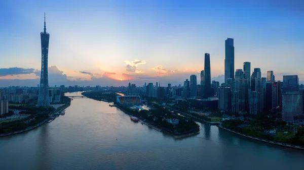 Melhores Vistas Para Visitar Guangzhou Queda Noite Drone — Fotografia de Stock