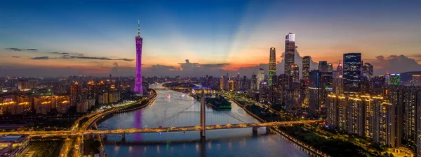 Beste Bezienswaardigheden Bezoeken Guangzhou Drone Zonsondergang Zonsopgang — Stockfoto