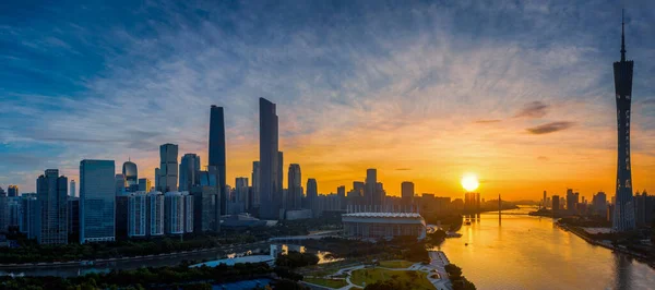 Legjobb Látnivalók Guangzhou Drón Naplemente Napkelte — Stock Fotó