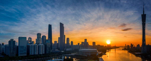 Best Sights Visit Guangzhou Drone Nightfall Sunrise — Stock Photo, Image