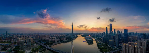 Best Sights Visit Guangzhou Drone Nightfall Sunrise — Stock Photo, Image