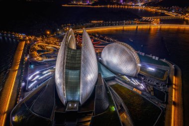 Zhuhai Büyük Tiyatrosu 'nun gece manzarası