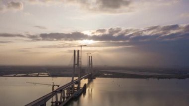 Guangzhou Nansha Port Köprüsü 'nün hızlandırılmış fotoğrafı