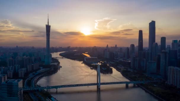 Time Lapse Photography Guangzhou Cbd Best Sights Guangzhou Canton Tower — Stock Video