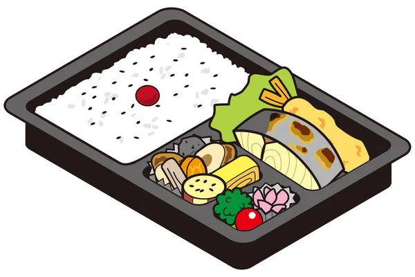 Japonský Grilovaný Španělský Makrela Oběd Box — Stockový vektor