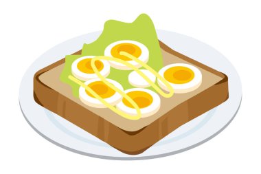 Bir tabak kızarmış ekmek ve haşlanmış yumurta.