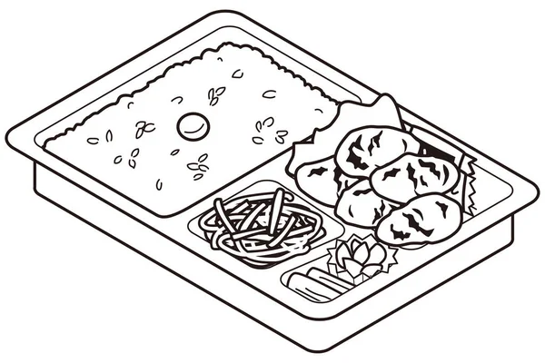 日本牡蛎煎饭盒 — 图库矢量图片
