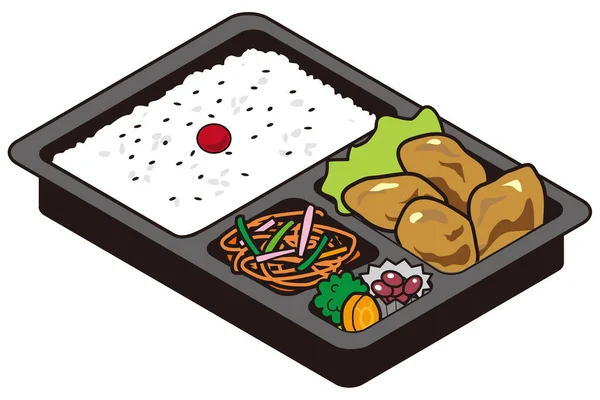 日本鸡肉 油炸午餐盒 — 图库矢量图片