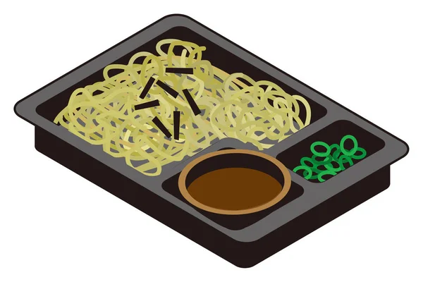 Japán Zaru Soba Uzsonnás Doboz — Stock Vector