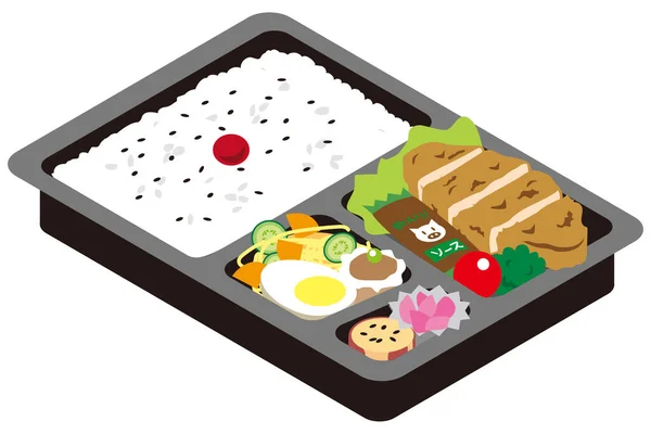 Japoński Sos Tonkatsu Lunch Box — Wektor stockowy