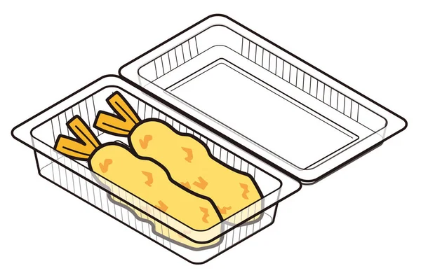 Camarones Fritos Paquete Alimentos Para Llevar — Archivo Imágenes Vectoriales
