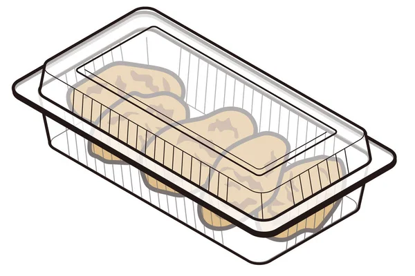 Austern Verpackungsdeckel Zum Mitnehmen Gebraten — Stockvektor