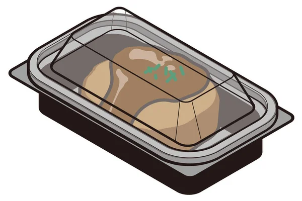 持ち帰り用のフードパック蓋を閉めたハンバーガー — ストックベクタ