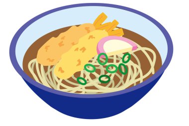 Japon sıcak tempura soba eriştesi kasede servis edilir.