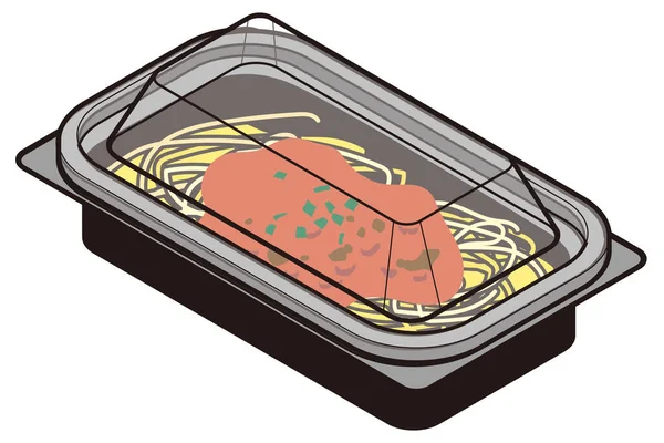 Ιαπωνική Σάλτσα Κρέατος Ζυμαρικά Μεσημεριανό Κουτί Καπάκι Κλειστό — Διανυσματικό Αρχείο