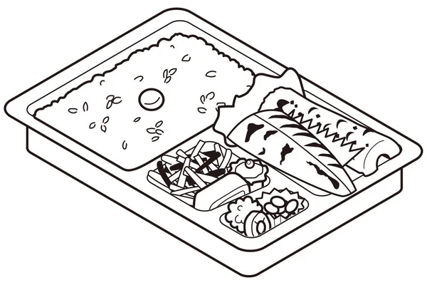 Gegrillte Makrele Und Tempura Lunchbox — Stockvektor