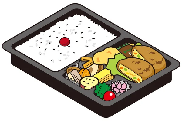 午饭盒里有洋蓟和虾仁 — 图库矢量图片