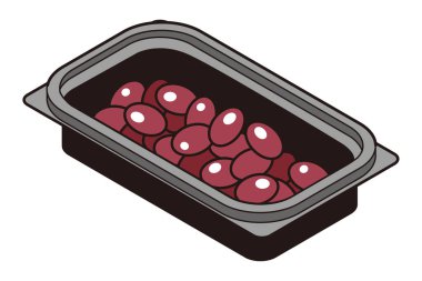 Paket servis kutusunda haşlanmış Japon tatlı fasulyesi.