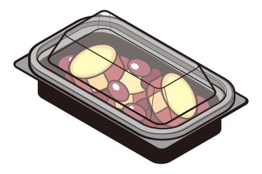 Çin yemeği kabında kaynatılmış Japon tatlı patates fasulyesi.