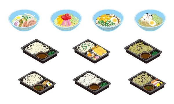 Japon yaz soğuk erişte resimleme seti