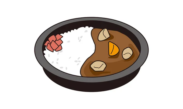 Pranzo Giapponese Curry Vegetale Portare Casa — Vettoriale Stock