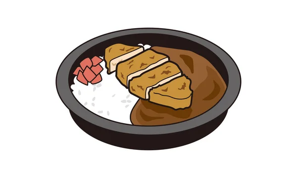 Japansk Fläskkotlett Curry Lunch Att Hem — Stock vektor