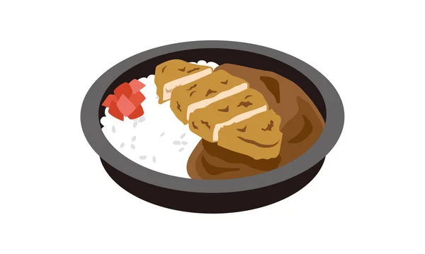 Côtelette Porc Japonais Déjeuner Curry Emporter Maison — Image vectorielle