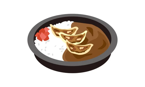 Japanese Dumpling Curry Lunch Take Home — Stock Vector