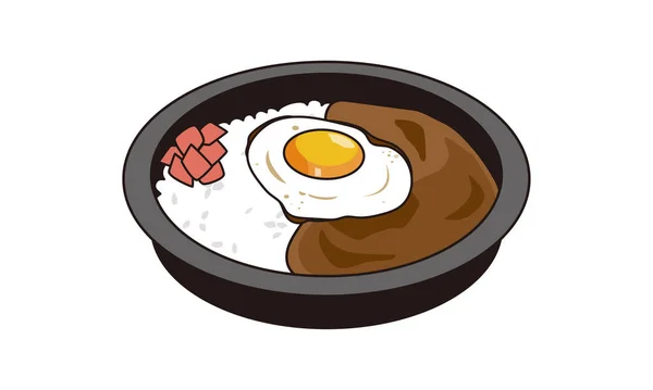 日本の揚げ卵カレーランチを持ち帰るために — ストックベクタ