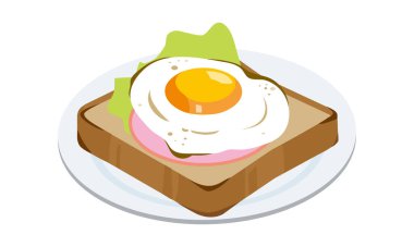 Tabakta jambonlu yumurtalı tost.