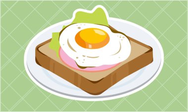 Tabakta jambonlu yumurtalı tost.