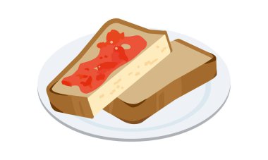 Çilekli tost ikiye bölünmüş ve tabakta servis edilmiş.