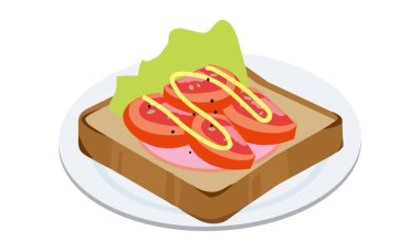 Bir tabak domates ve jambon.