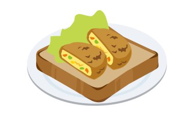 Kroket ve marullu tost tabakta