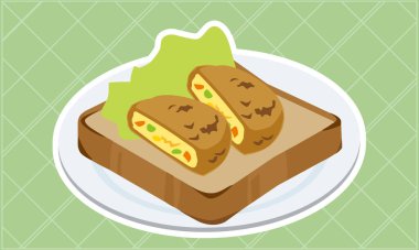 Kroket ve marullu tost tabakta