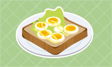 Bir tabak kızarmış ekmek ve haşlanmış yumurta.