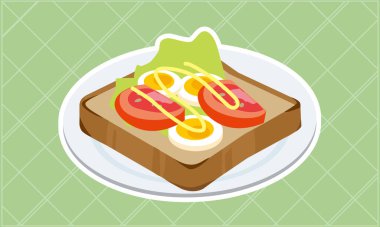 Kızarmış yumurta ve domatesli bir tabak.