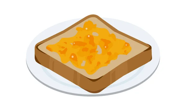 Toast Mit Marmelade Auf Einem Teller — Stockvektor