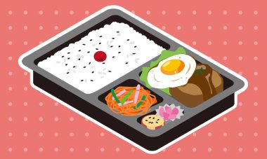 Öğle yemeğinde kızarmış yumurta ve hamburger.