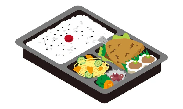 Gebratene Stöckerl Bento Zum Mitnehmen — Stockvektor