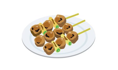 Japon yemeği yakitori tabağında