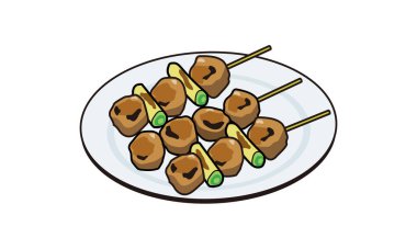 Japon yemeği yakitori tabağında
