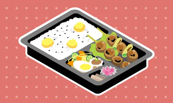 市场上的日本栗子饭午餐 — 图库矢量图片
