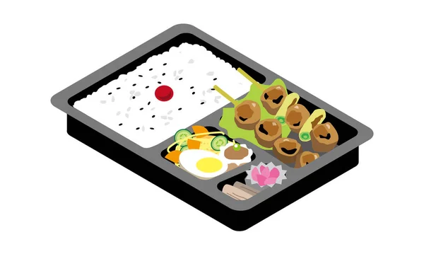 Bento Japonais Yakitori Sur Marché — Image vectorielle