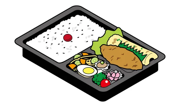 Japanese Fried Fish Lunch Box — Stock Vector